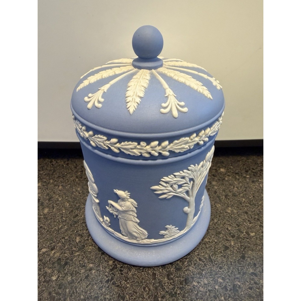 Wedgewood Light Blue Jasperware Covered Container Canister